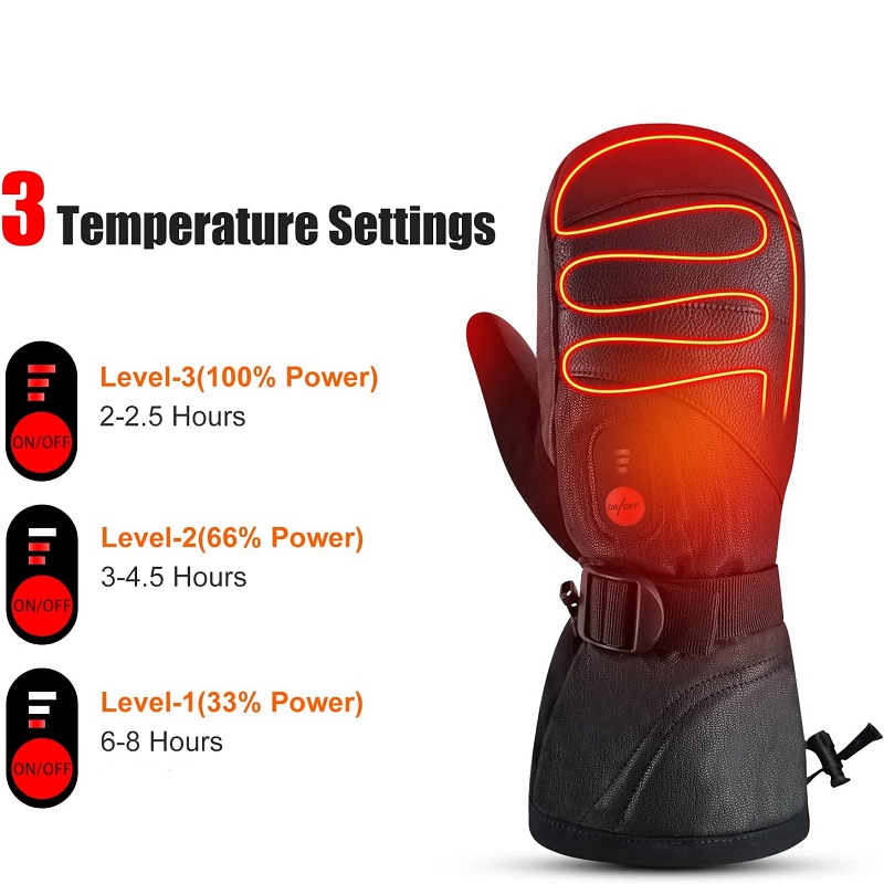 Heated Ski Gloves Battery Waterproof - Guanti da sci invernali da snowboard