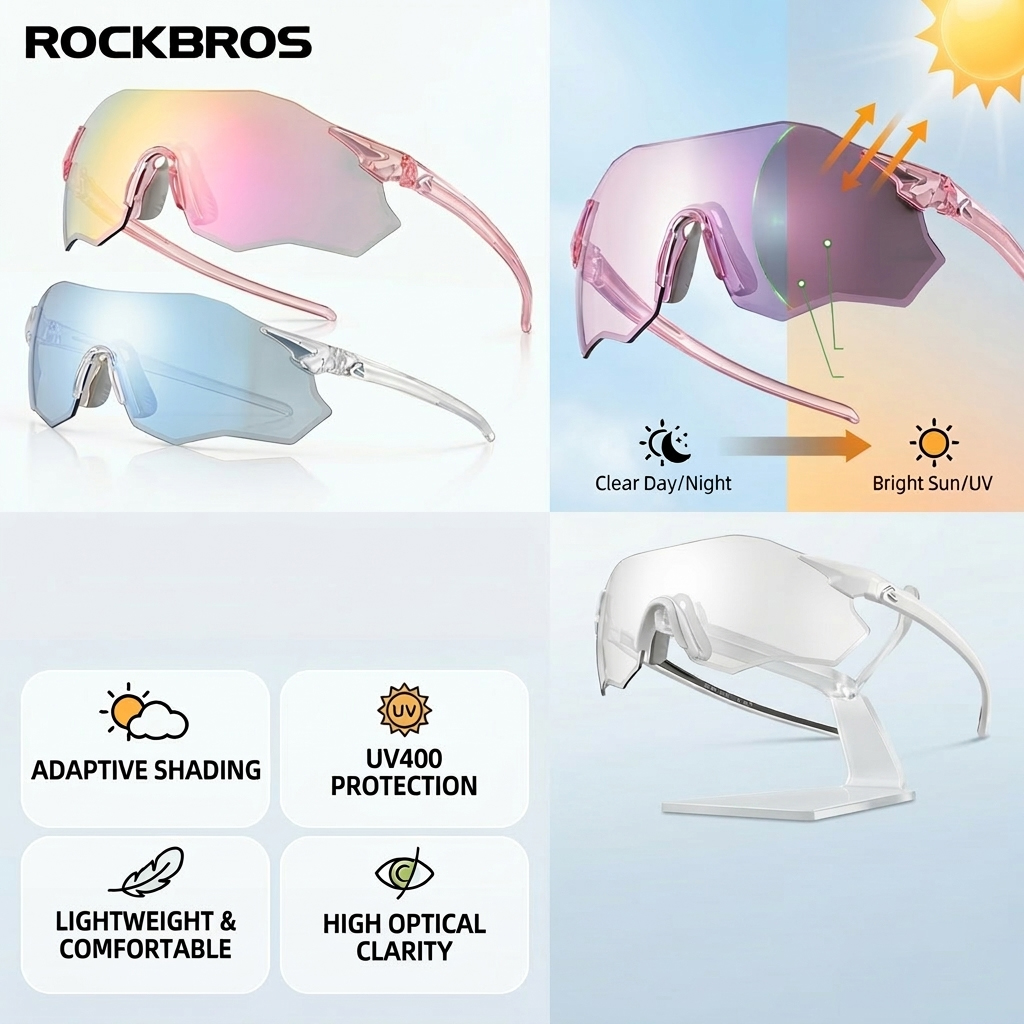 Ski Goggles Polarized Photochromic - Occhiali da Ciclismo ROCKBROS Fotocromatici/Polarizzati, Protezione