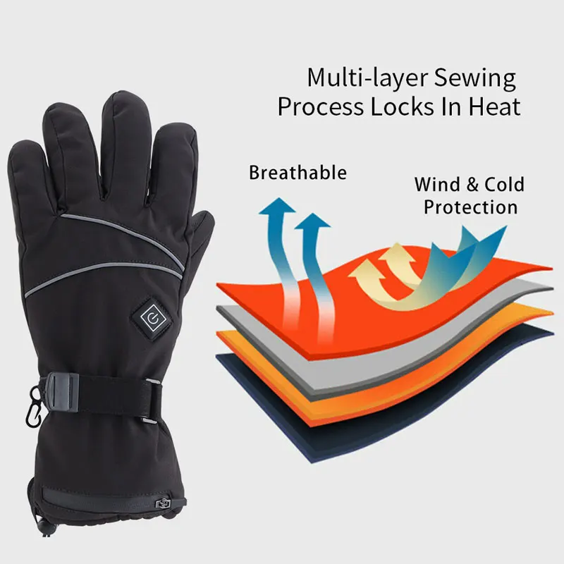Heated Ski Gloves Battery Waterproof - Guanti riscaldati elettrici USB Guanti da