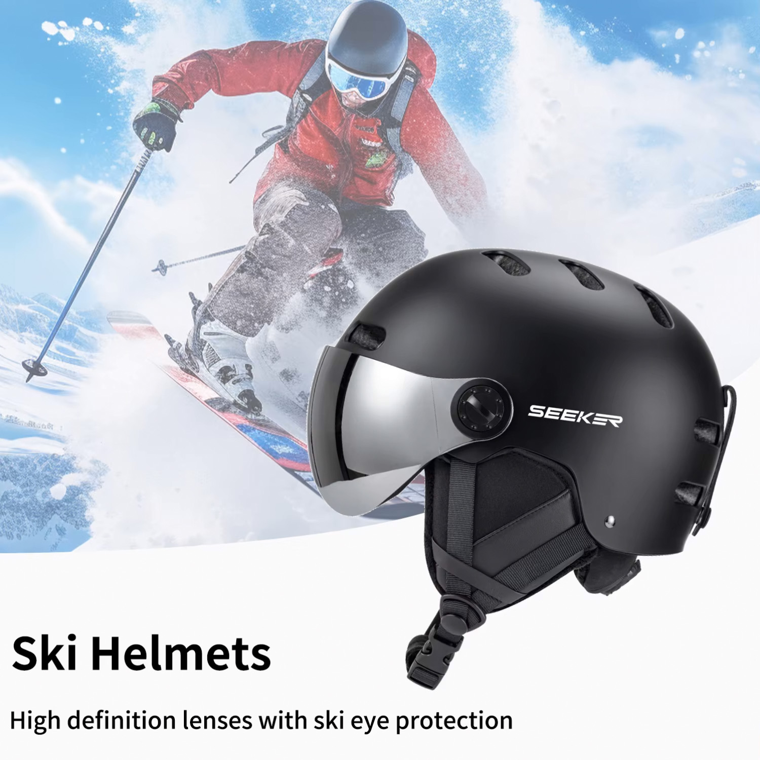 Caschi da sci SEEKER per uomo  - Ski Helmet With Integrated Visor recensione e prezzo